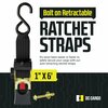 Dc Cargo 1in X 6 Bolt-On Retractable Ratchet Straps, 2PK 16RRBO-2
